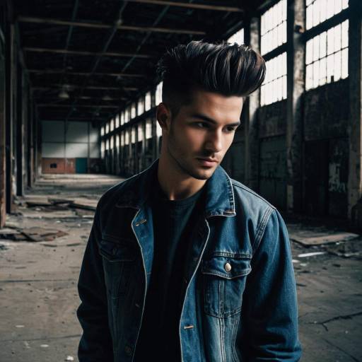 Male Model with Pompadour Fade in Abandoned Warehouse