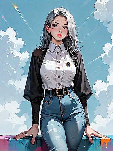 Stylish Woman Leaning with Casual Outfit