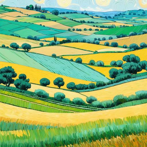 Illustrated Rolling Hills Countryside