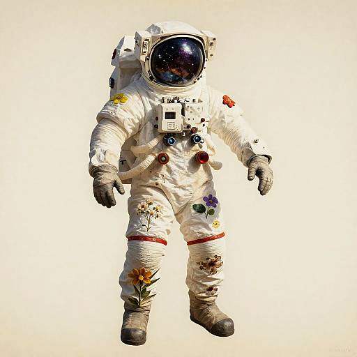 Constellation Astronaut in Floral Nebula