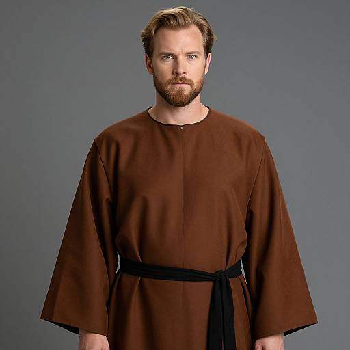 Blonde Bearded Man in Brown Robe