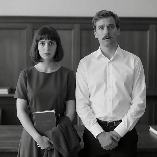 Vintage Black-and-White Surprised Couple Portrait