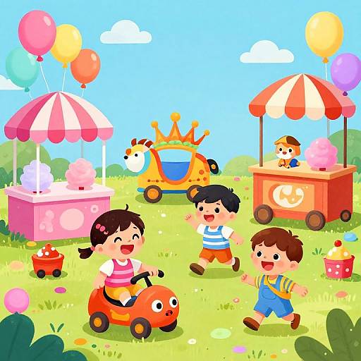 Joyful Cartoon Infantil Carnival Scene