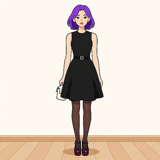 Modern Minimalist Woman in Black Dress