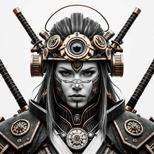 Steampunk Female Samurai Cyborg Portrait
