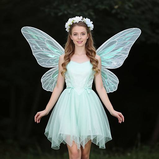 Woman in Water Fairy Costume with Wings