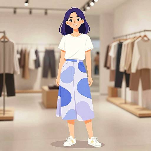 Smiling Woman in Casual Contemporary Outfit