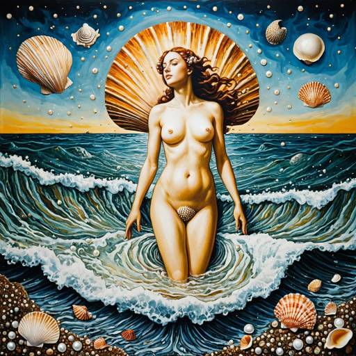 Expressionistic Surreal Venus Emerging from Sea