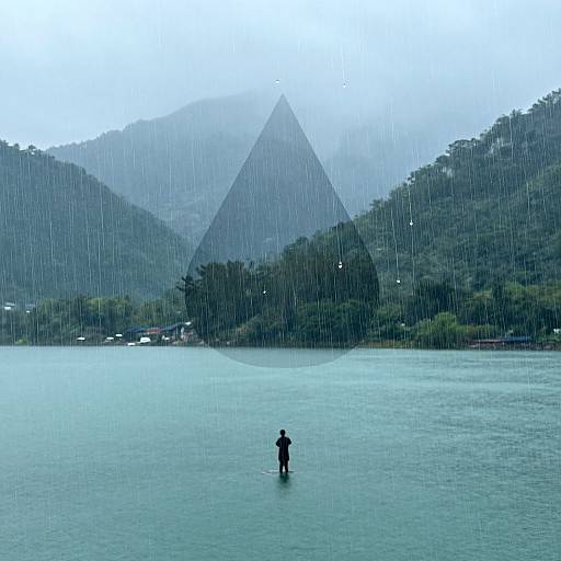 Photorealistic Rain by Mountain Lake