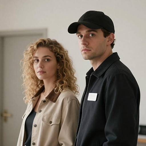 Man and Woman Standing in Bright Room