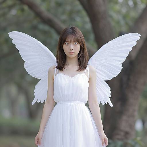 White Fairy Wings Costume Girl