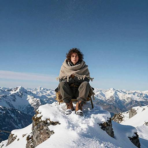 Rugged Explorer on Snowy Peak