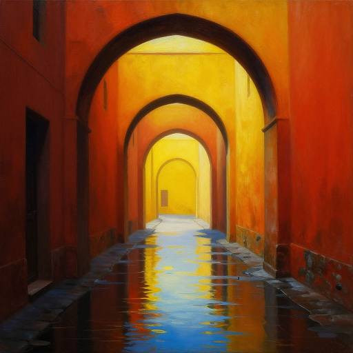 High Contrast Minimalist Ancient Alleyway