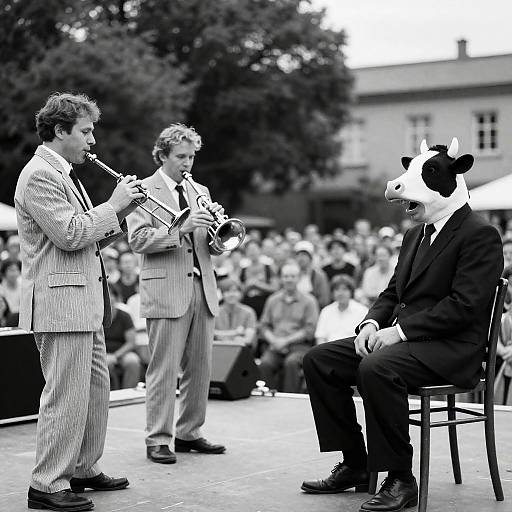 Black-and-White Musical Performance Scene