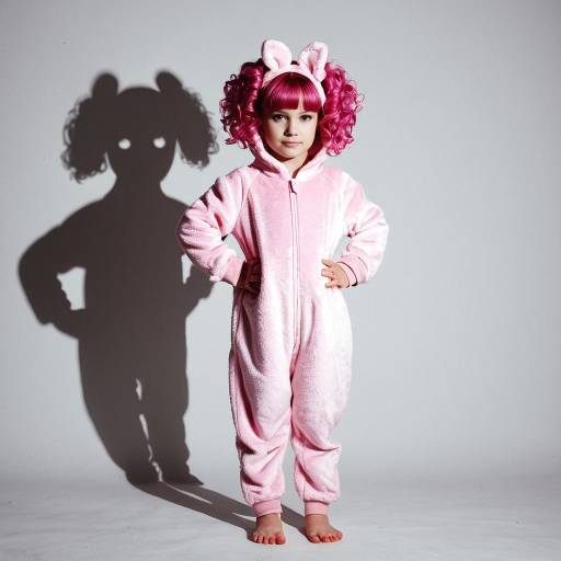 Child in Pink Bunny Costume with Shadow