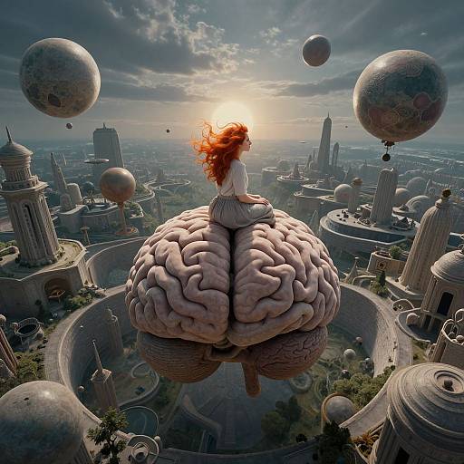 Surreal Dreamscape Woman on Brain