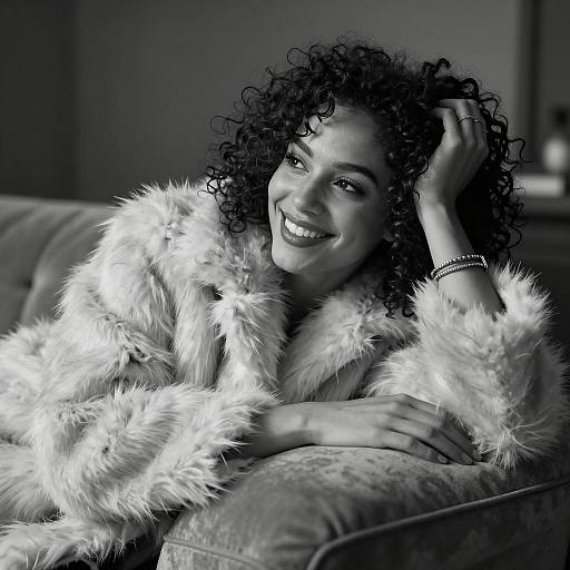 Elegant Woman in Fluffy Fur Portrait