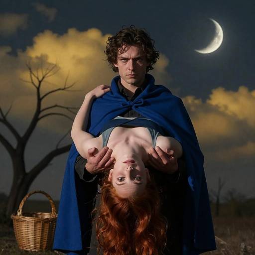 Intense Gaze Under Moonlit Sky