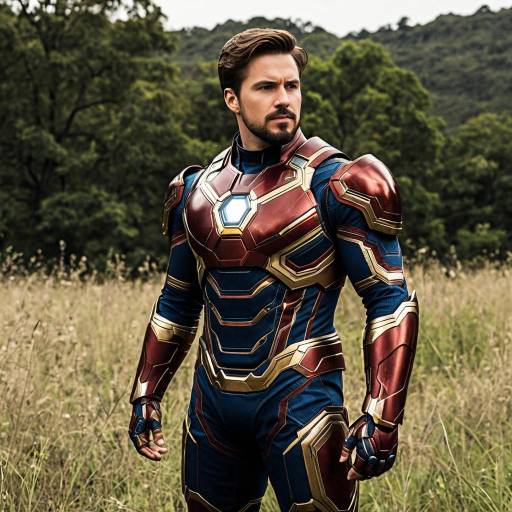 Man in High-Tech Superhero Armor Outdoors