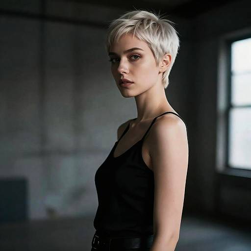 Noir Portrait: Platinum Pixie in Loft
