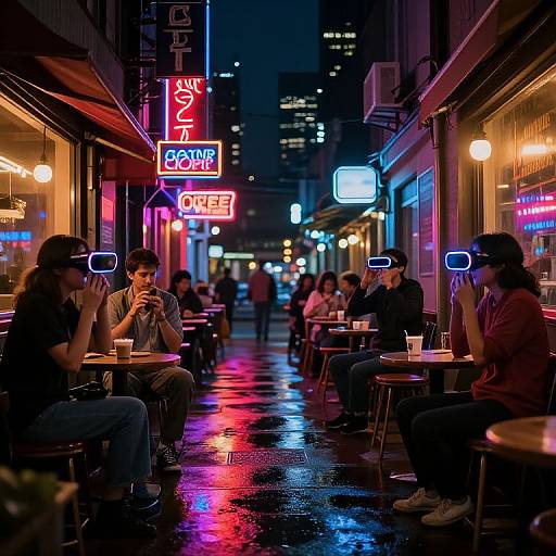 AI-Enhanced Neon Night Cafe Scene