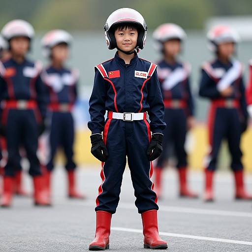Racecar Driver Boy in Realistic Photo