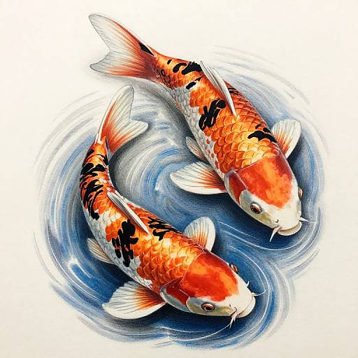 Hyper-Realistic Koi Tattoo Sketch
