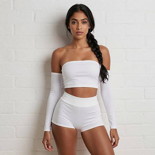 Confident Young Woman in White Outfit