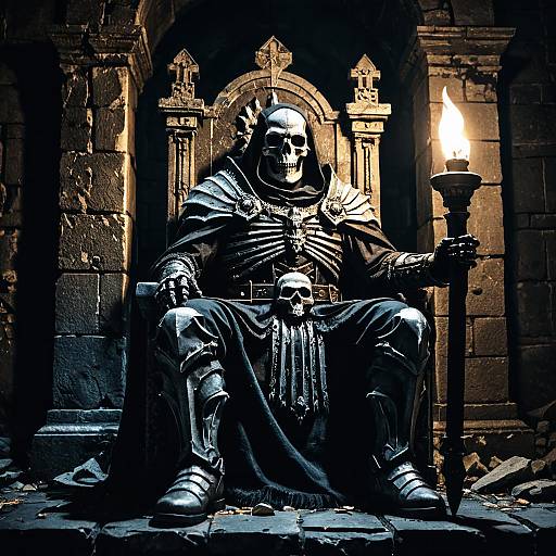 Macabre Victorian Crypt Guardian on Throne