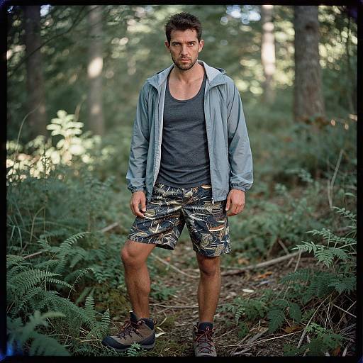 Man Hiking in Forest Clearing