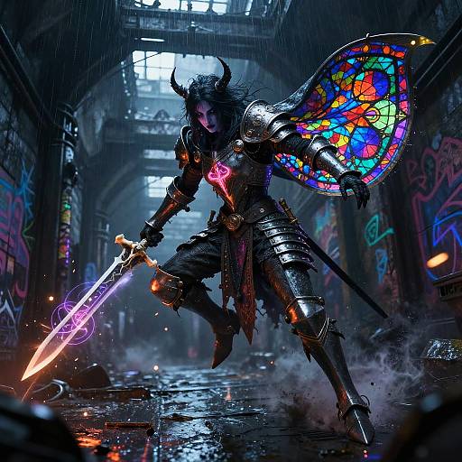 Neon-Wreathed Wraith Mercenary Mid-Vault Shot