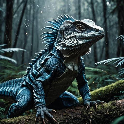 Fantasy Frilled-Neck Lizard in Forest