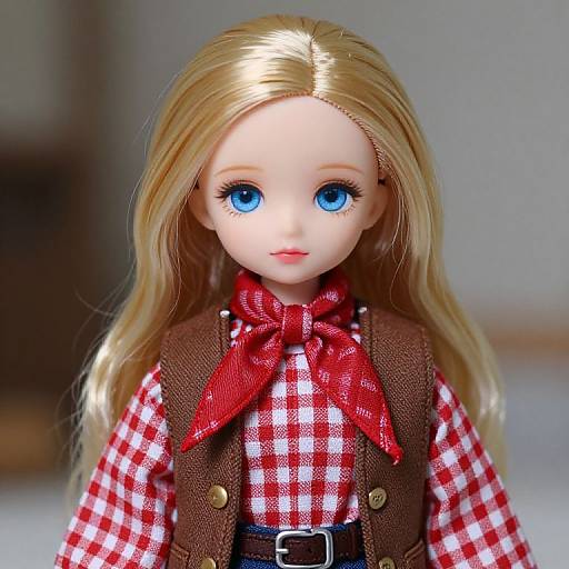 Blonde Doll in Checkered Shirt