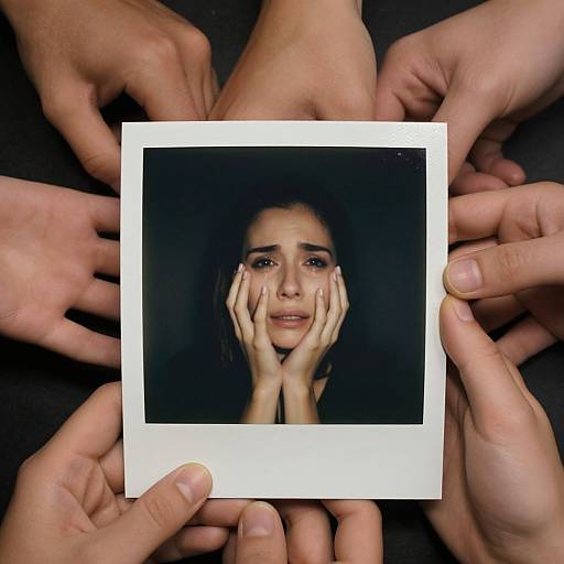 Surreal Portrait with Grasping Hands