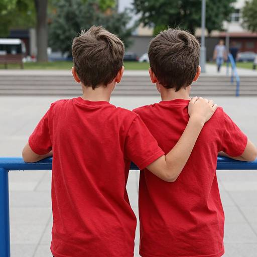 Boys in Red T-Shirts at Park