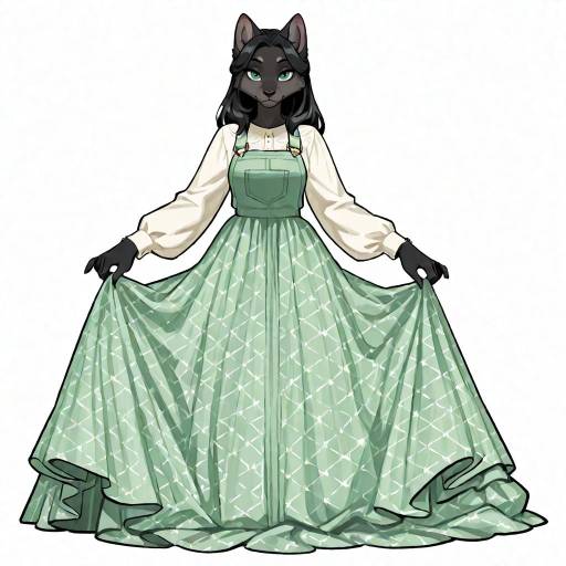 Elegant Anime Woman in Two Dresses