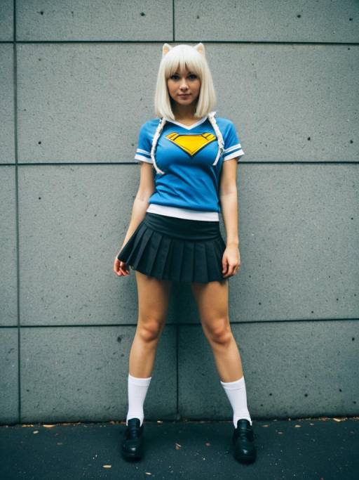 Woman in Mini Skirt Cosplay Costume