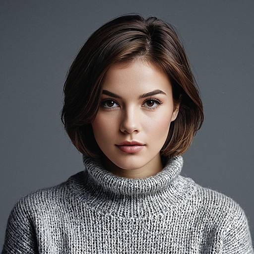 Young Woman in Silver Sweater Portrait