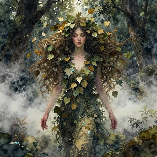 Haunting Forest Spirit in Fog