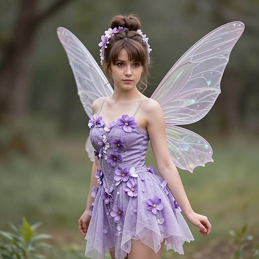 Realistic Purple Fairy with Wings