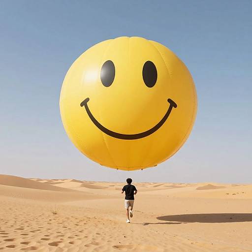 Runner Under Floating Smiley Face