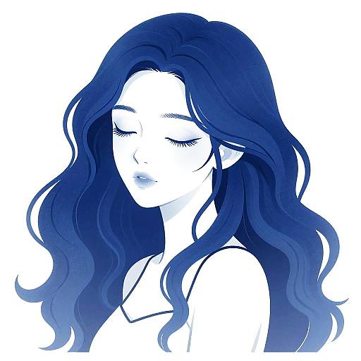Ethereal Woman with Sapphire Hair