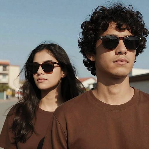 Stylish Couple Under Clear Blue Sky