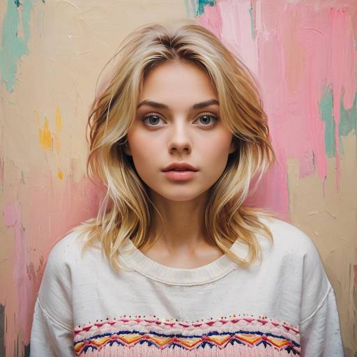Young Blonde Woman Portrait in Pastel Colors