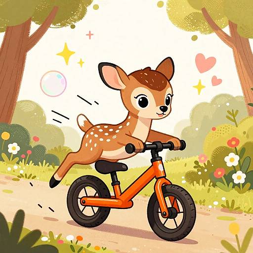 Playful Fawn on Balance Bike