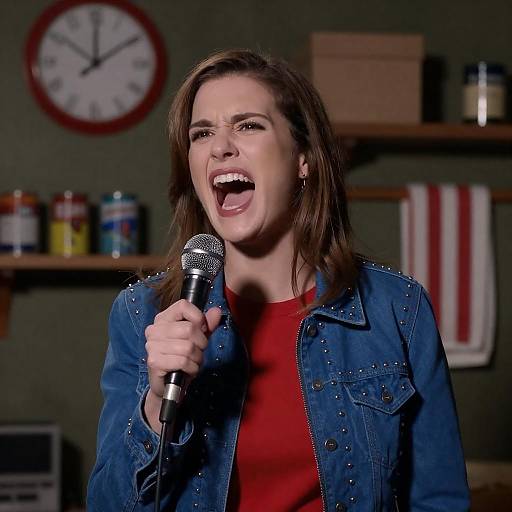 Screaming Woman in Dimly Lit Room