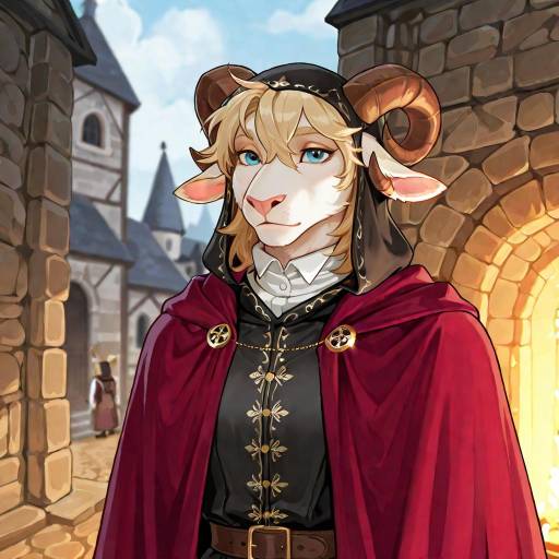 Anthropomorphic Sheep in Medieval Costume