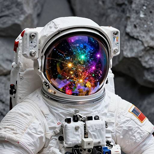 Astronaut Tin Sign with Colorful Vision