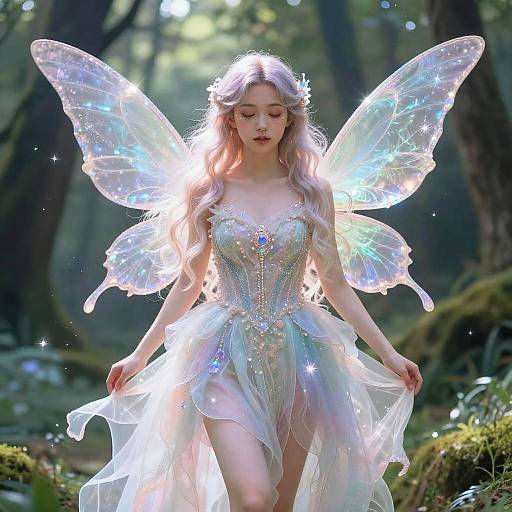Ethereal Fairy Girl in Mystical Forest