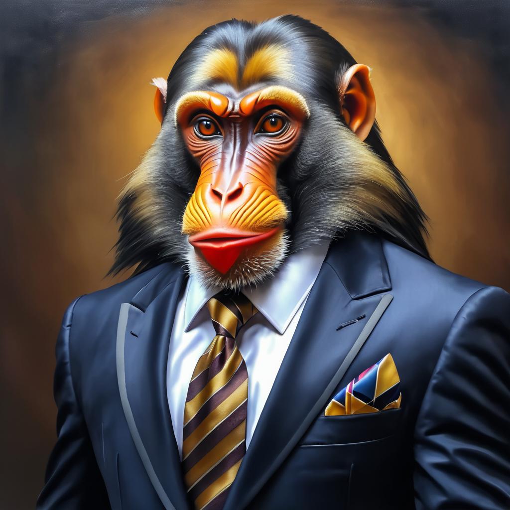 Sophisticated Mandrill in Formal Attire